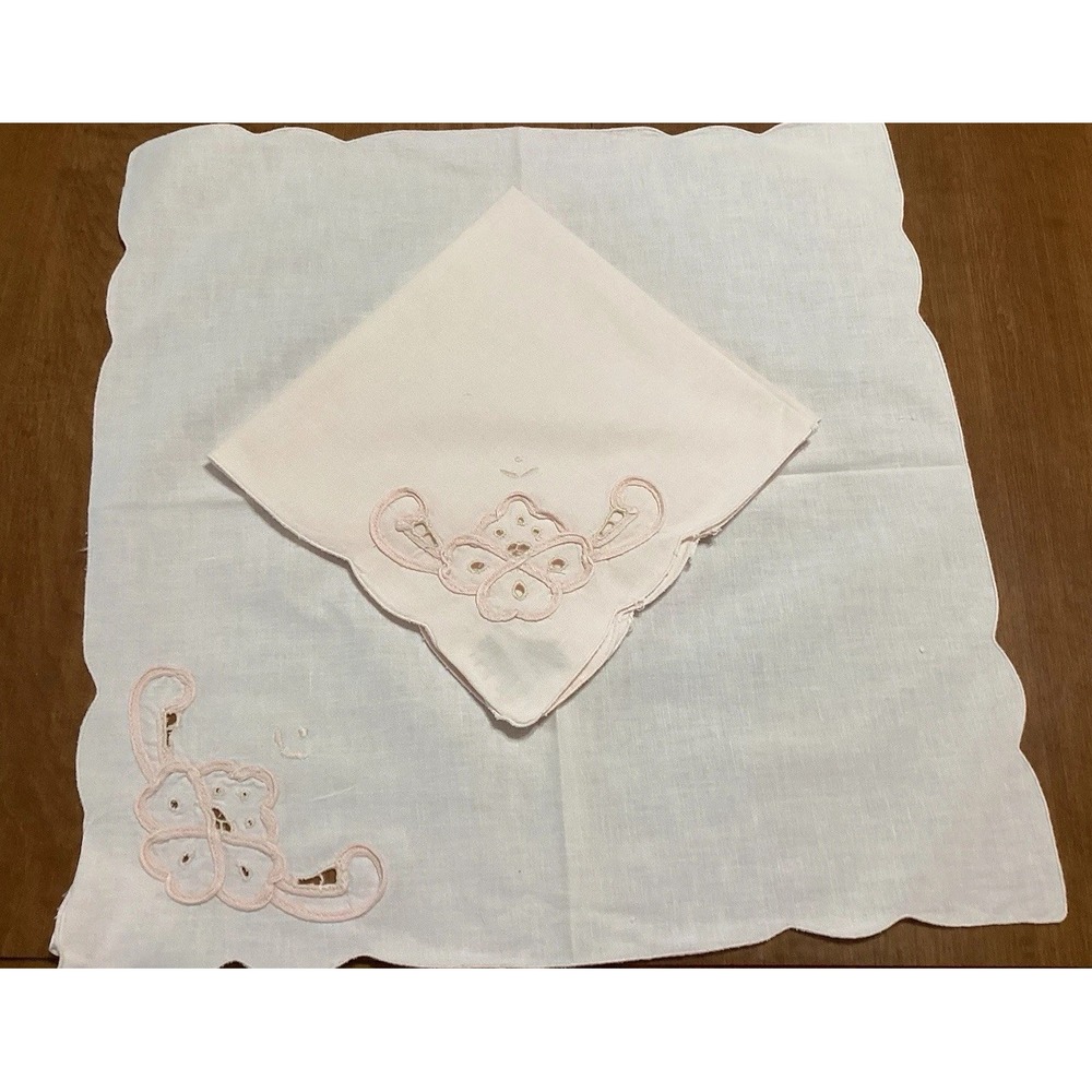 Dresser Scarves Set of 2 Small Light Pink 17" x 16" Washed & Ironed w/ No Stains